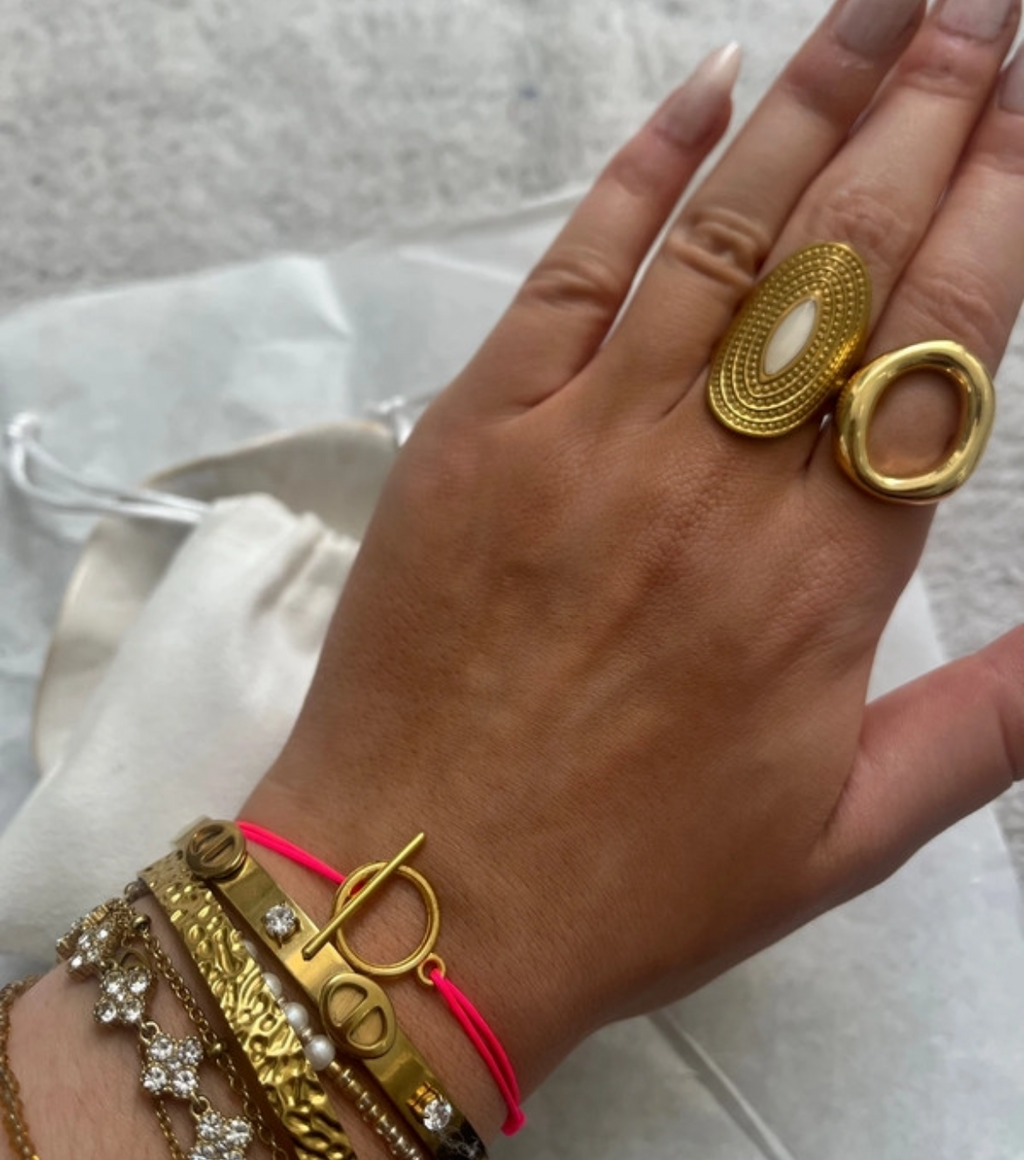 bracelet cordon rose et doré